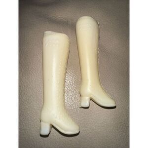Vintage Barbie 1960s Mod Era‎ Gogo Faux Lace Up White Boots 1 Pair Hong Kong